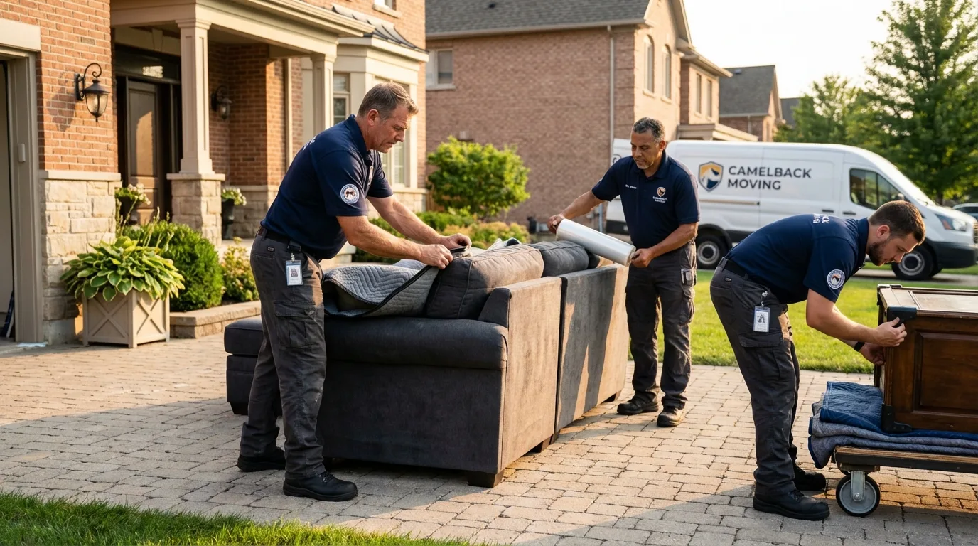 Large estate moving crew wrapping furniture in Conway, PA