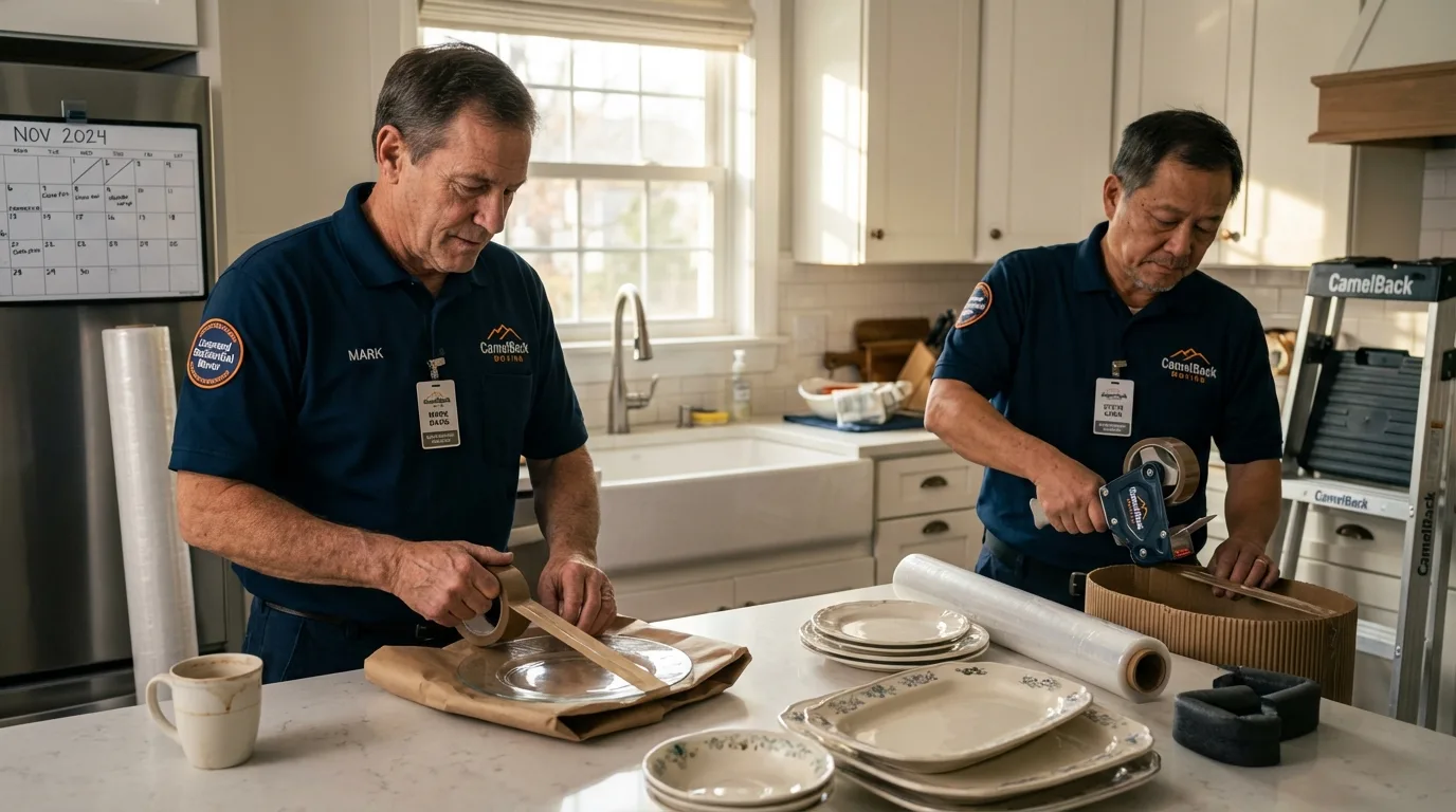 Professional crew packing kitchen dishware in Conway, PA